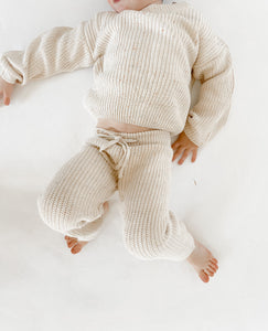 Chunky Knit Pants | Speckled Beige