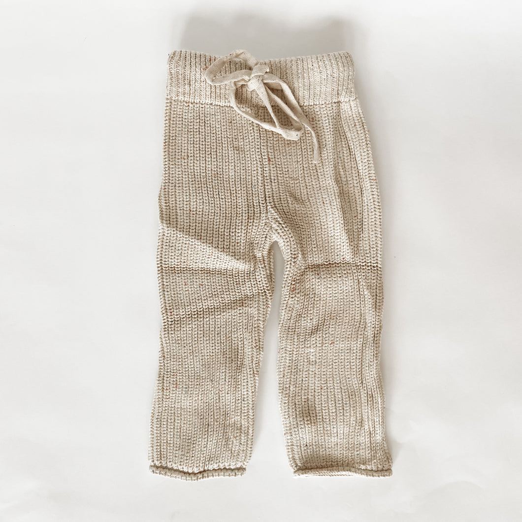 Chunky Knit Pants | Speckled Beige